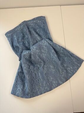 Lace A-Line Mini Skirt in Dusty Blue